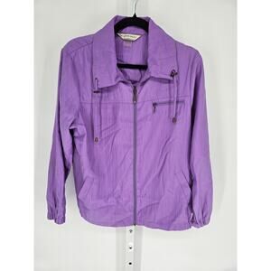Allison Daley Women's Purple Long Sleeve Collared Full Zip Jacket Size 8